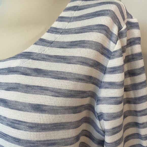 J.Jill Women's Striped Fringed Trim Cotton Pullover, size Large - Picture 2 of 10